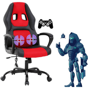 Dkelincs Gaming Chair Massage Computer Chair Ergonomic Video Game Chairs, Adjustable Office Desk Chair with Lumbar Support & Armrest for Teens & Children, Red