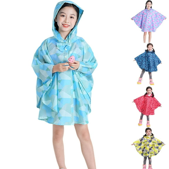 Kcolen Girls Raincoat Adorable Cartoon 3D Printed Kids Raincoat with for Outdoor Kids Rain Jacket