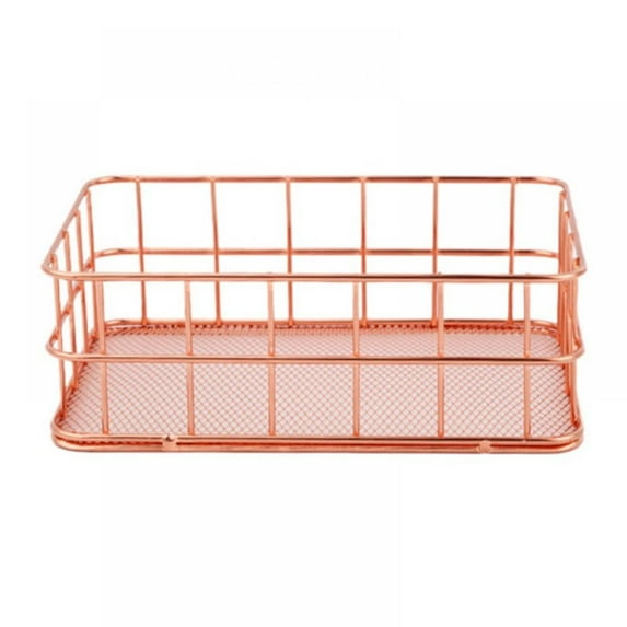 Iron Grid Storage Baskets Metal Wire Food Storage Organizer Bin Basket Home Garden Organization Pantry Papers Home Office Desk Shelf Bathroom Home Decoration