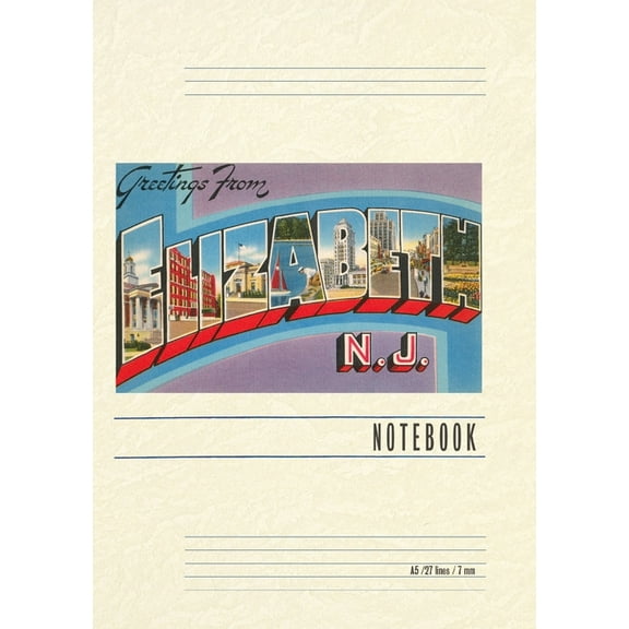 Vintage Lined Notebook Greetings from Elizabeth, New Jersey, (Paperback)