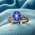 thumbnail image 5 of thejewelryart Blue Star Sapphire Ring 925 Sterling Silver and Gemstone Elegant Wedding & Engagement Ring Bridal Jewelry for Gift Gold 3.5, 5 of 5