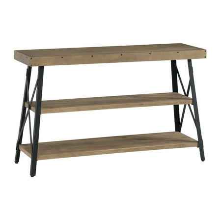 Natural Console Table - Martin Svensson Home Xavier Rustic Industrial Console - Sofa Table, Reclaimed Natural Finish