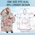 thumbnail image 4 of Oversized Wearable Blanket Hoodie,Pink Butterfly Floral Bow White Pattern Sherpa Blanket Hoodie with Super Pockets,Super Warm Fuzzy Pullover for Women & Men, 4 of 6