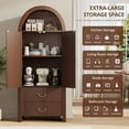 thumbnail image 4 of SELOOYE Pantry Cabinet Modern 71 Inch Tall Fluted Arched Adjustable Shelves 2 Drawers Freestanding Dark Walnut, 4 of 8