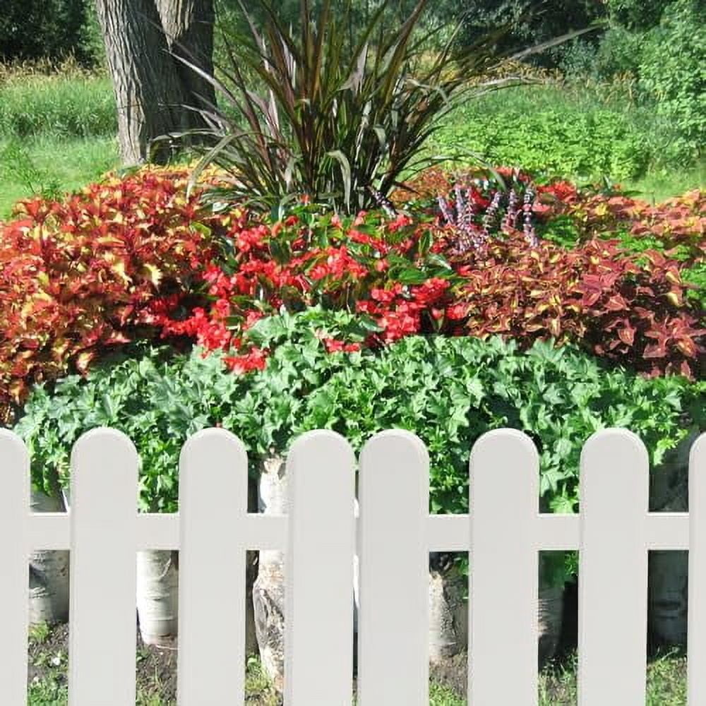 DOITOOL 2PCS Plastic Garden Edging Fence White Garden Picket Fence Border with 4 Base, Decor White Picket Fence Edging for Garden, Landscape Edging, Pathways or Flower Bed (White,