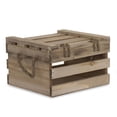 thumbnail image 2 of Antique Light Brown Wooden Crate Storage Box with Lid - 7in, 2 of 4