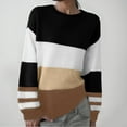 thumbnail image 2 of larppty Womens Sweaters Striped Fall Winter Outfits 2025 Crewneck Color Block Pullover Fashion Clothes (Black, XXL), 2 of 5