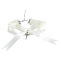 UNTERING Choker Lace Ruffle Choker Necklace Bowknot Crosses Pendant Collar Neckwear Halloween Costume Jewelry for Women