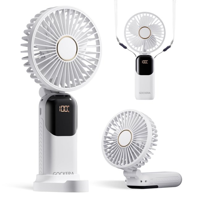 Miniventilador portátil GOCKERA 2024 4200 mAh con base de 5 velocidades, color blanco