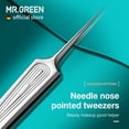 thumbnail image 4 of MR.GREEN Ingrown Hair Tweezers Needle Nose Pointed Tips Tweezers For Eyebrows Splinters Blackhead Removal Acne Clip Extractor (Short), 4 of 7