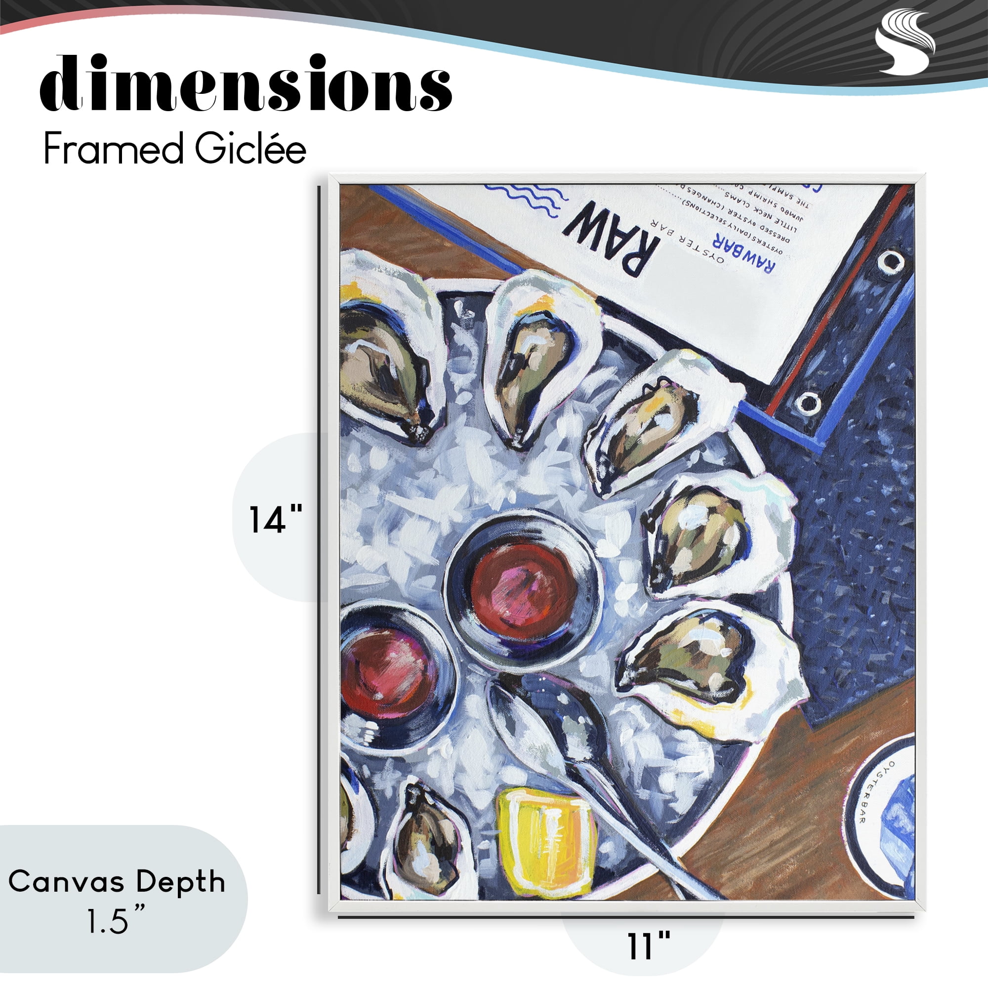 Stupell Industries Oysters on Ice White Framed Giclee Art, design by Rachel Nerney