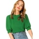 thumbnail image 1 of Blusa Casual de Manga abullonada para Mujer con Abertura en la Espalda Verde XL Verde XL Xishao ropa, 1 of 2