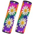 thumbnail image 2 of 2 Pcs Seat Belt Strap Covers Pad for Car Soft Flannel Car Seat Belt Shoulder for All Cars Rainbow Daisy Flowers, 2 of 8