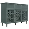 thumbnail image 6 of Lunale 47.24" Retro Hollow-Carved 3 Door 3 Drawer Cabinet, Storage Sideboard Buffet Accent Cabinet for Living Room, Dark Green, 6 of 6