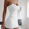 thumbnail image 2 of Robe Mini à Bretelles Spaghetti Été 2024 Femmes Sexy Moulante Club Soirée Robe Courte Femme Camisole Noire Unie Robe d'Été, 2 of 5