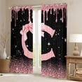 thumbnail image 2 of Manfei Ribbon Bow Tie C Personalized Initial Black Out Curtains for Kids Girls,Teens Black Pink Gradient Glitter Print Curtains Pack of 2 (42x63 Each),Microfiber Bedroom Decor, 2 of 6