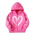 thumbnail image 4 of NAISIBABY Girls' Zip-Up Hoodie, Heart Print Long Sleeve Loose Fit Causal Sweatshirt Size 3T, 4 of 6