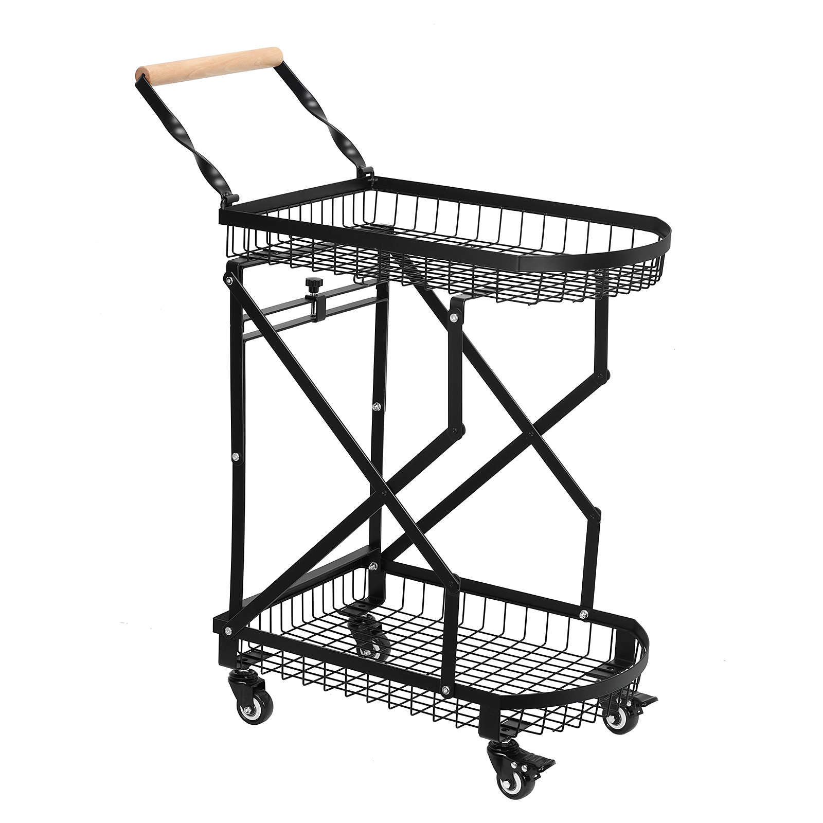 2Tier Metal Rolling Utility Cart, Multifunction Storage Trolley