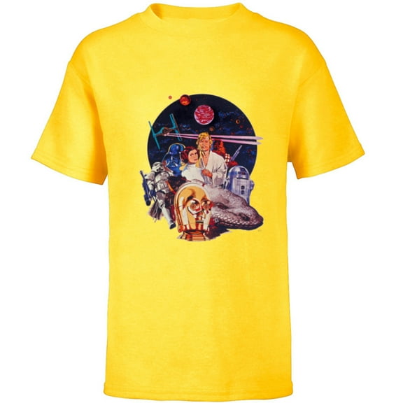 Star Wars Episode IV: A New Hope Vintage Movie Art - Short Sleeve T-Shirt for Kids - Customized-Yellow
