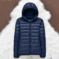 thumbnail image 4 of XYIJANI Packable Down Jacket Women Lightweight Full Zip Puffer Jackets Casual Warm Stand Collar Quilted Winter Coat with Hood (Navy Blue,XXL), 4 of 5