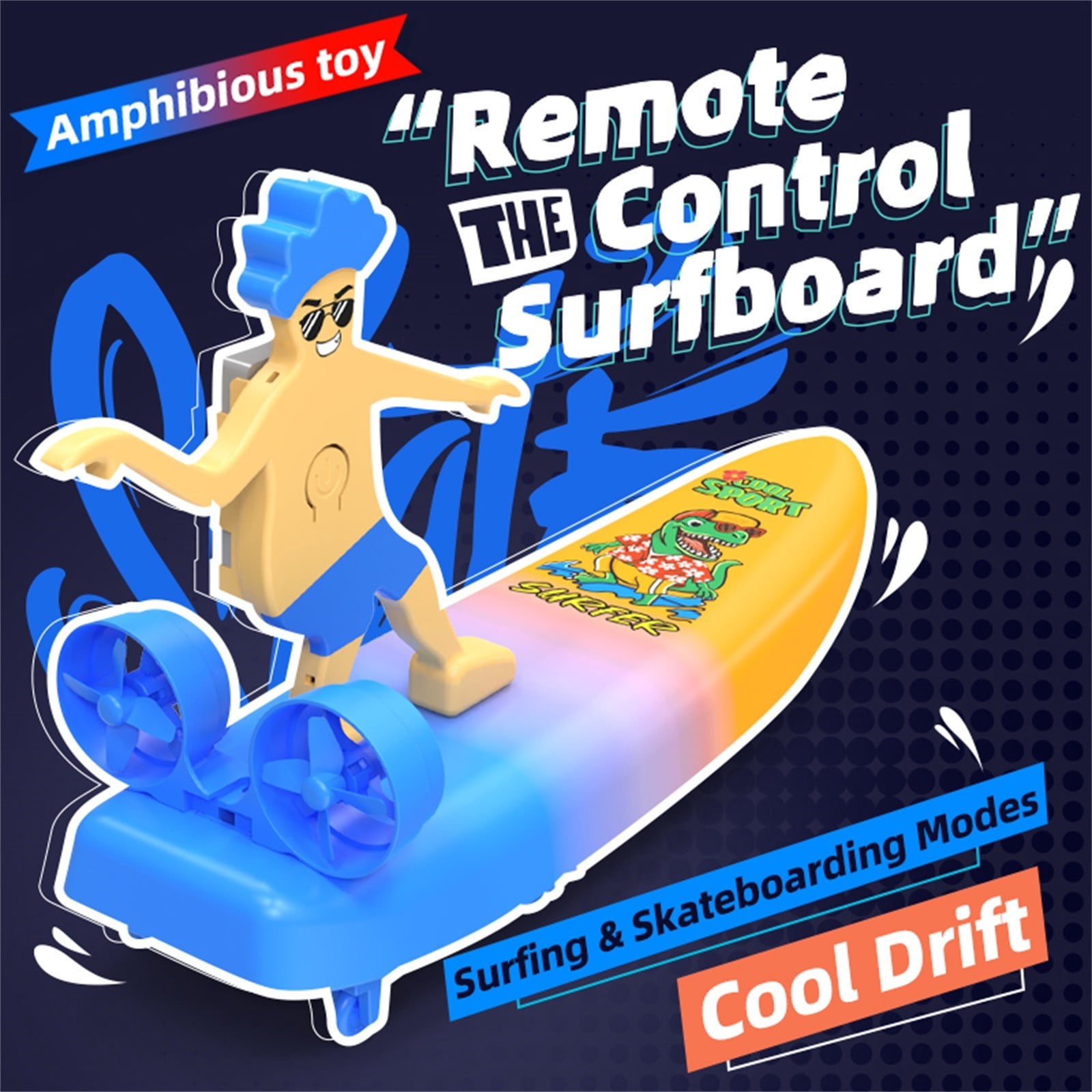 Nebwoak RC Amphibious Toy for Ki-ds, Dual Speed Remote Control Boat & Land Scooter, 2.4GHz, Rechargeable, Suitable for Pool & Outdoor Play