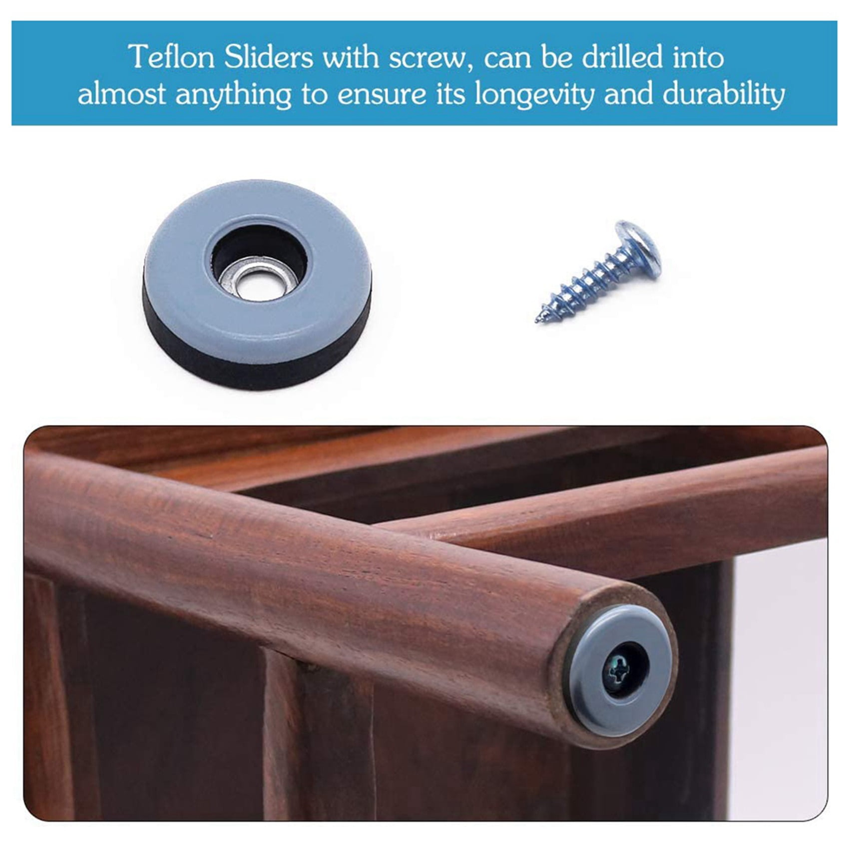 96Pcs Furniture Gliders PTFE Easy Moving Sliders with Screw Floor Protector for Tiled Hardwood Floors(25mm Round)