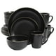 thumbnail image 1 of Juego de vajilla Gibson Home Rockaway, redondo, 16 piezas, borde negro/dorado, 1 of 7