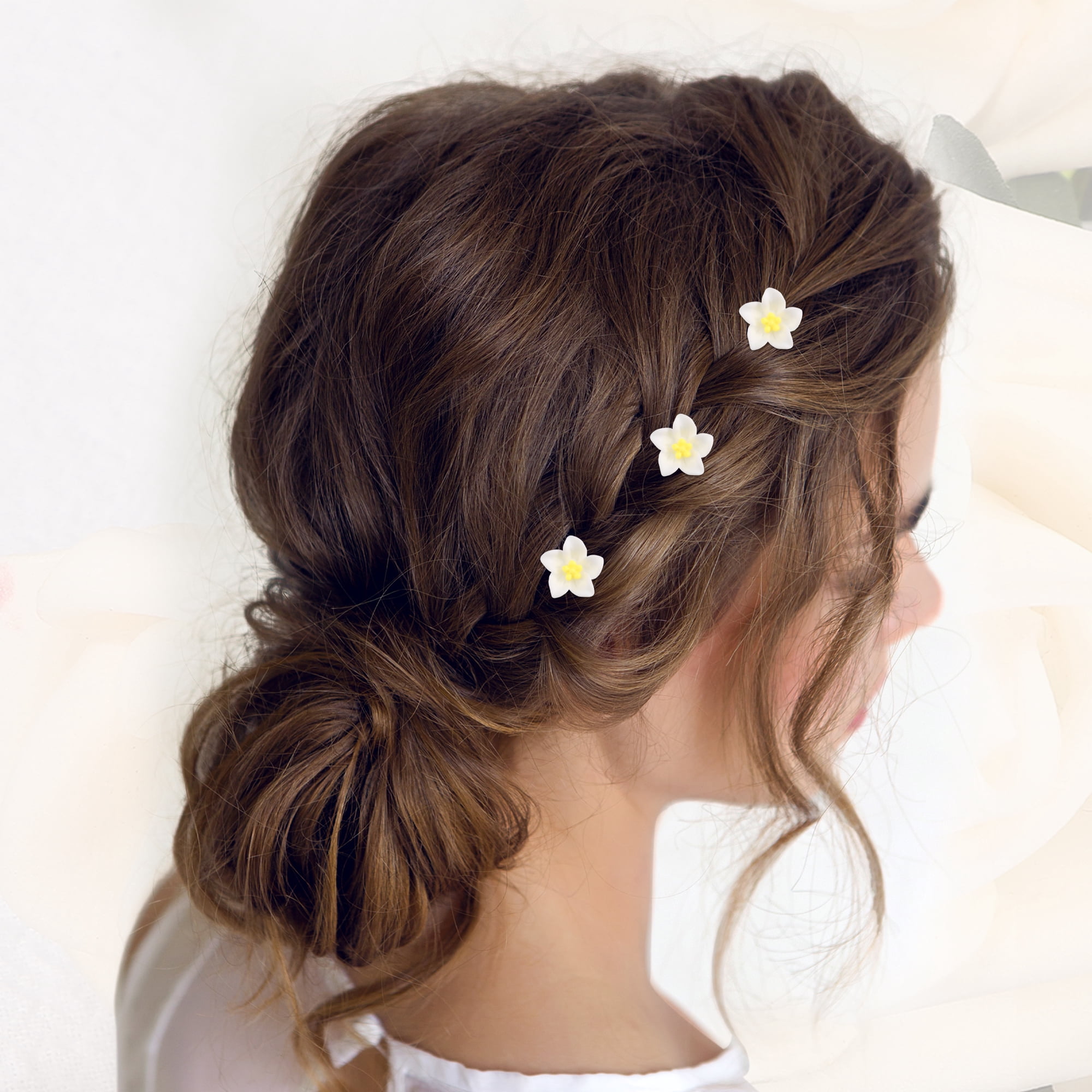 Unique Bargains 20Pcs Small Cute Flower Hair Clips Yellow