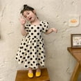 thumbnail image 6 of Kids Girls Dress Polka Dot Tulles Dresses Toddler Puff Sleeve Sundress Fashion Cute Black White Princess Party Dresses for 3-9 Years, 6 of 9