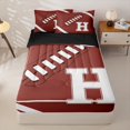 thumbnail image 3 of Homewish Initial H Football Print Zipper Twin Comforter Sets with Fitted Sheet and 2 Pillowcases for Boys Girls,Teens Sport Rugby Zipper Bedding Set,4-Piece,Black Reversible, 3 of 6