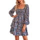 thumbnail image 3 of Lucakuins, minivestido de verano para mujer, estampado Floral, cuello cuadrado, manga larga, volantes, pastel, primavera otoño, vestido informal Lucakuins  moda, 3 of 9