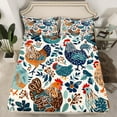 thumbnail image 2 of jejeloiu Vintage Animal Chicken Queen Sheet Sets,Boho Bohemain Flower Flat Sheet,Retro Floral Leaves Queen Fitted Sheet For Adult,Microfiber Bedroom Decor,4 Pieces, 2 of 7