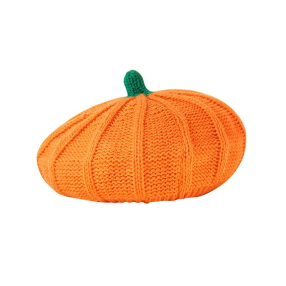 Fimkaul Womens Winter Beret Hats Halloween Pumpkin Warm Cotton Running Sports Warm Parent Child Knitted Caps Berets Hat