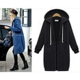 thumbnail image 2 of Style Sortie Automne Hiver Femmes Chaud à Fermeture Éclair Ouvert Boîte de Nuit Long Manteau Veste Hauts Vêtements de Sortie Chandail à Capuchon Vêtements de Sortie Chandail à Capuche 3TG, 2 of 5