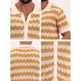 thumbnail image 7 of DARING DIVA Men's Wave Crochet Hollow Out Button Down Striped Shirts M Yellow, 7 of 7