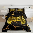 thumbnail image 2 of Homewish Kids Game Console Queen Comforter Set,Modern Video Game Bedding Sets,Orange Abstrac Hexagon Bedding Comforter Set For Boys,Breathable Home Decor Reversible,3pcs, 2 of 8