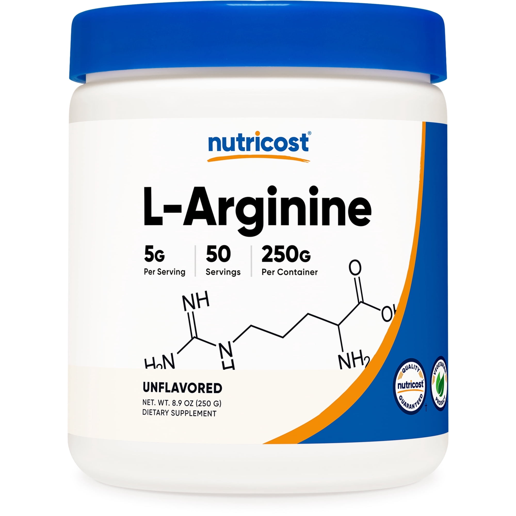Nutricost L-Arginine Powder (250 Grams) - 5000mg Per Serving; 50 Servings, Health Supplement