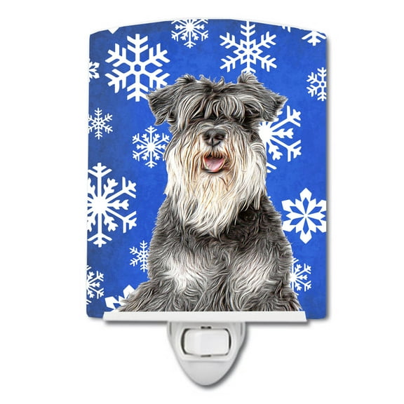 Caroline's Treasures KJ1178CNL Winter Snowflakes Holiday Schnauzer Ceramic Night Light, 6x4x3", multicolor
