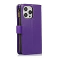 thumbnail image 6 of Nalacover Case for iPhone 15 Plus Zipper Wallet Case with 9 Card Slots, Premium PU Leather Wrist Strap Handbag Flip Cover with Kickstand Magnetic Clasp Soft TPU Shockproof Case, Purple, 6 of 8