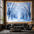 thumbnail image 6 of Snowy Forest Road under Arched Frosted Branches, Peaceful Minimalist for Nature Lovers, Winter Path Decor, Housewarming Gift, Tapestry Wall Hanging for Bedroom and Study Room, 6 of 7