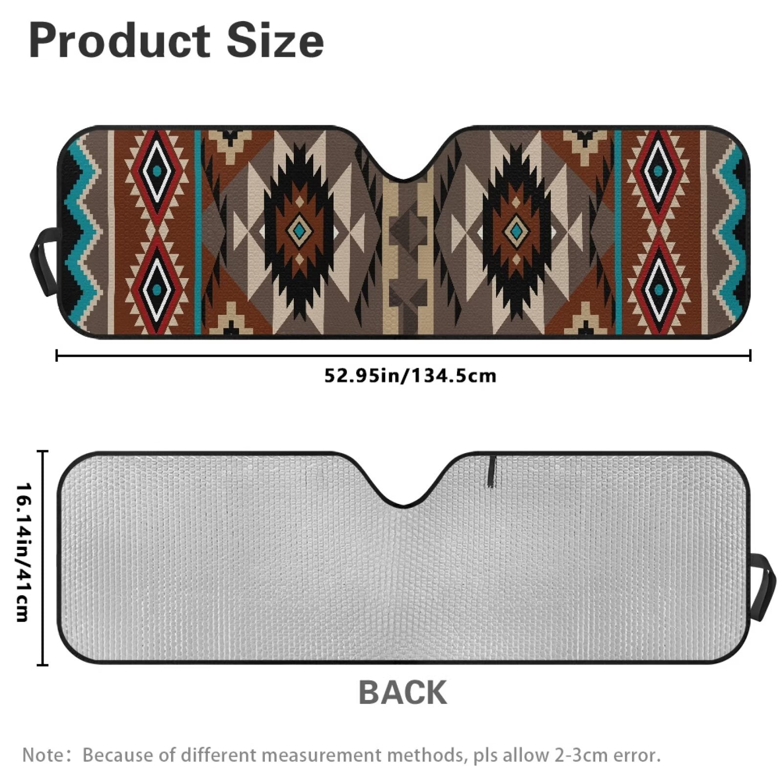 HUIACONG Aztec Tribal Windshield Sun Shade for 2018-2024 Jeep Wrangler JL JLU & Gladiator JT, Sunshades Heat Shield, Aluminum Foil Triple Laminate Structure, Silver Keep Vehicle Cool
