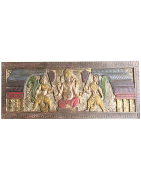 Mogul Vintage Indian Wall Headbord Vintage Hand Carved Sitting Ganapati Bohemian Décor