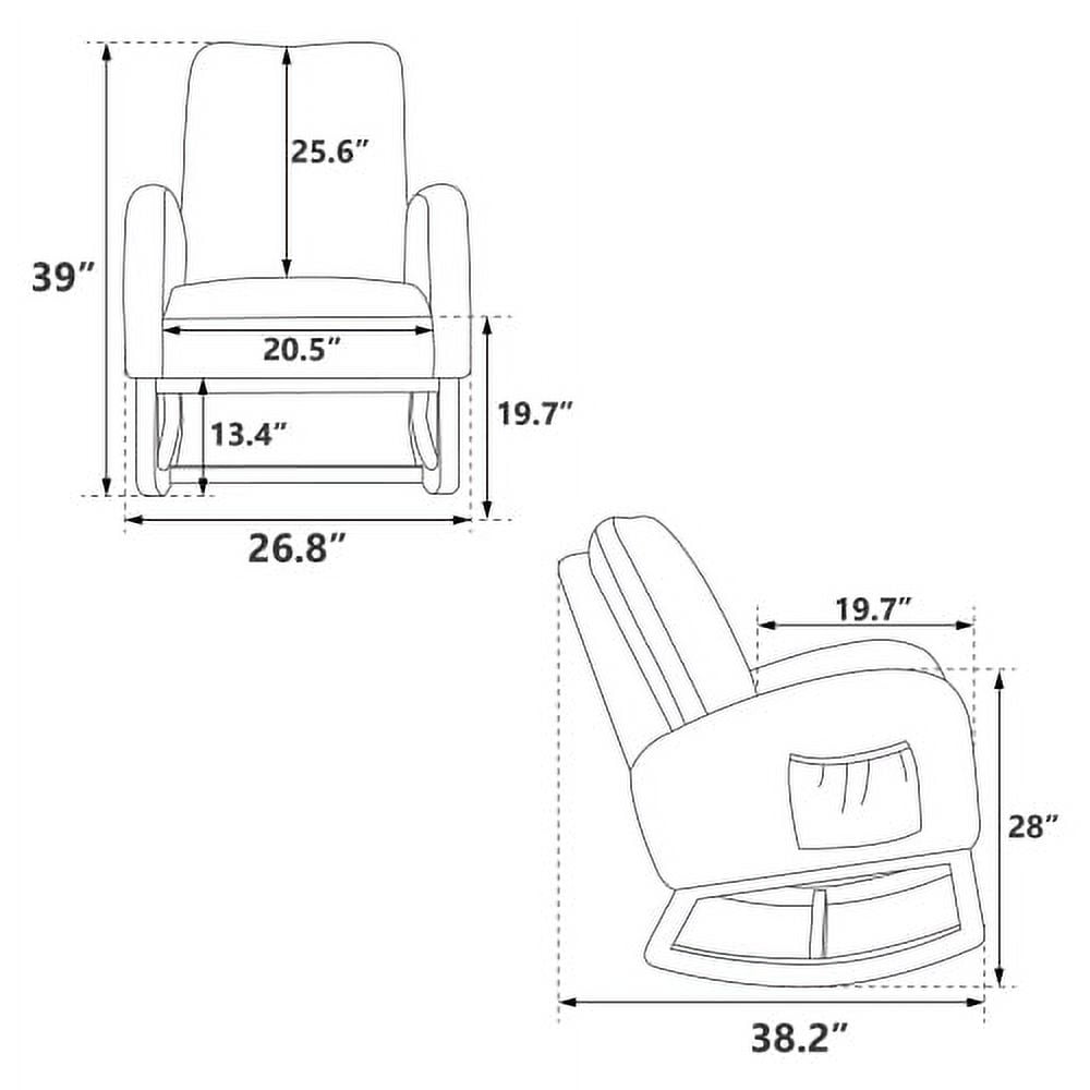 ARCTICSCORPION Modern Solid Wood Side Pockets Rocking Chair, Green