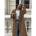 thumbnail image 1 of Abrigos largos de lana con solapa para mujer, abrigo holgado de doble botonadura con bolsillos, ropa de calle elegante para mujer, moda de otoño, nuevo, 1 of 5