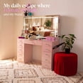 thumbnail image 6 of Boahaus Ivy Vanity Set with LED Mirror, Bluetooth Speakers, and Extra Storage in Pink, 6 of 9