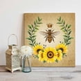 thumbnail image 4 of Vintage Crown Bee Framed Canvas Wall Art, Country Sunflowers Green Leaves Honeycomb Wall Art Painting for Living Room Bedroom Home Decor, 8”x8”, Office Artwork Print, 4 of 9
