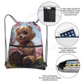 thumbnail image 2 of Sigee Romantic Floral Bear for Drawstring Zipper Backpack ,Waterproof, Durable, Lightweight Gym Bag for Sports, 2 of 5