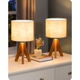 thumbnail image 1 of Lámpara de Mesa EDISHINE 36 cm Trípode de Madera Pantalla de Lino 120V, 1 of 8