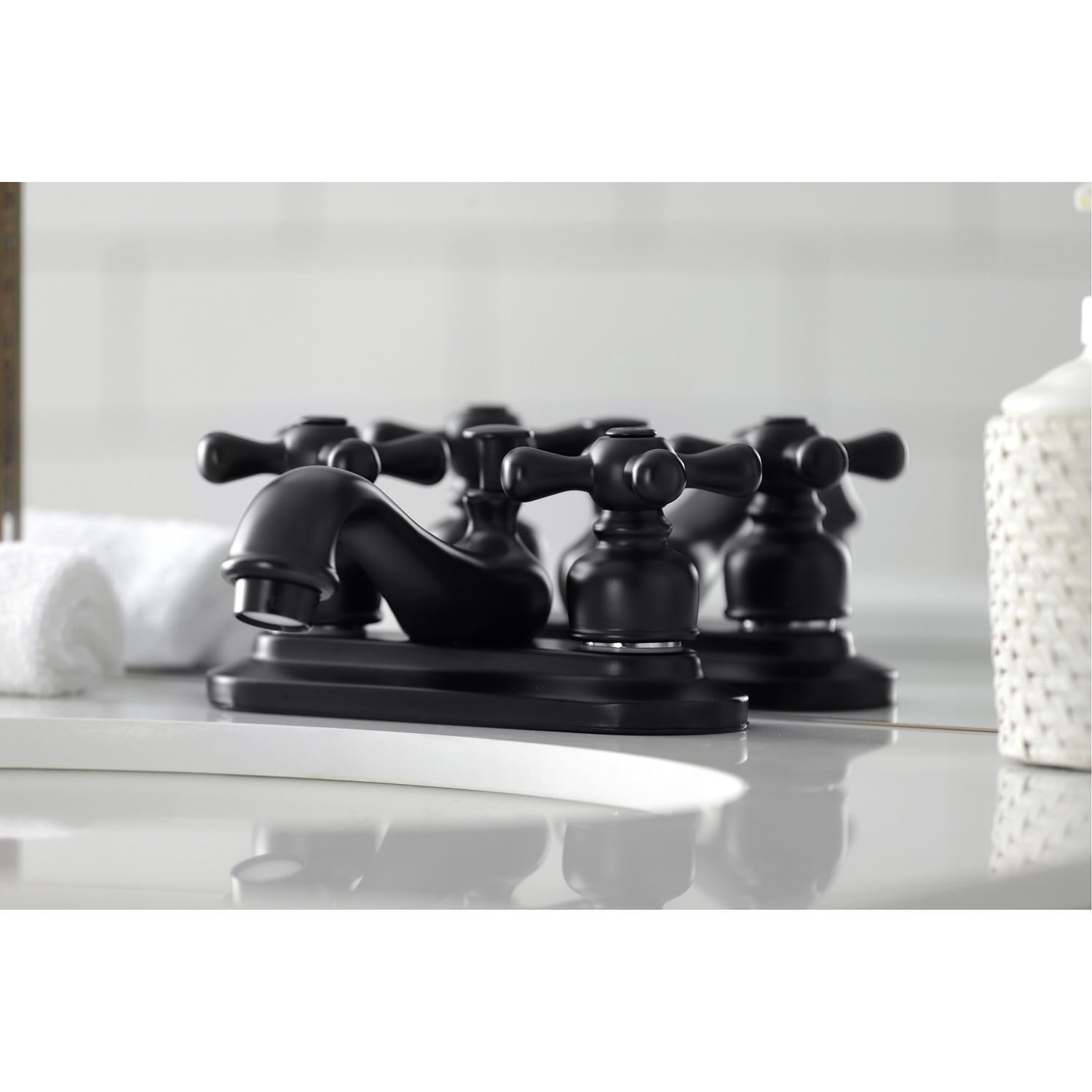 Kingston Brass KB600AX Restoration 4 in. Centerset Bathroom Faucet, Matte Black