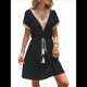 thumbnail image 2 of Vestido Informal de Verano con Cintura Ajustada para Mujer para Vacaciones Negro M, 2 of 7